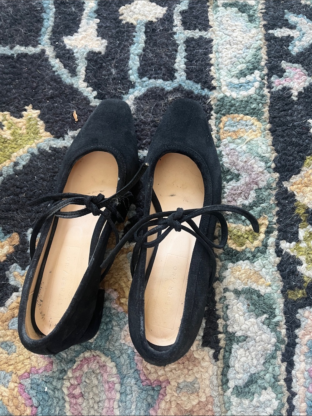 either/or Low Heel Ballet in Black Suede - Picture 7 of 11